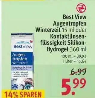 Rossmann Best View Augentropfen Winterzeit Oder Kontaktlinsenflüssigkeit Silikon-hydrogel Angebot