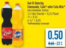 diska Gut & Günstig Limonade, Cola oder Cola Mix Angebot