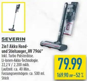 diska SEVERIN 2in1 Akku Hand und Stielsauger ,,HV 7966" Angebot