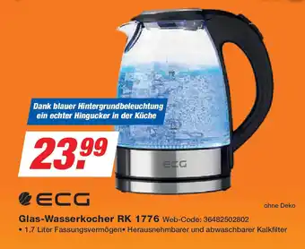 Expert ECG Glas-Wasserkocher RK 1776 Angebot