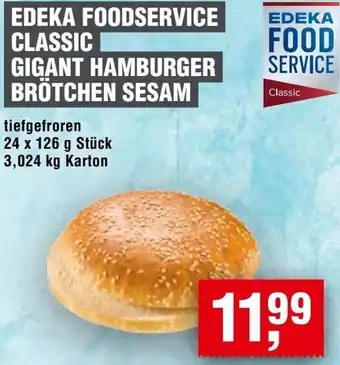 Handelshof Edeka foodservice classic gigant hamburger brötchen sesam Angebot