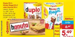 Netto Marken-Discount Duplo, kinder riegel, hanuta 10+1 Angebot