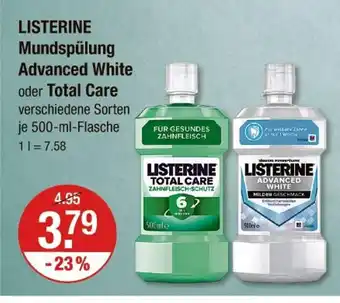 V Markt Listerine mundspülung advanced white oder total care Angebot