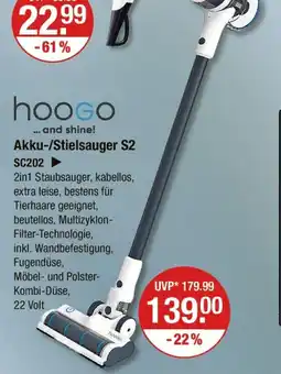 V Markt Hoogo akku-/stielsauger s2 sc202 Angebot