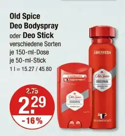 V Markt Old spice deo bodyspray oder deo stick Angebot