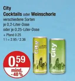 V Markt City cocktails oder weinschorle Angebot