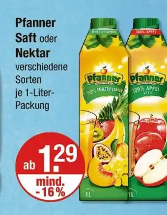 V Markt Pfanner saft oder nektar Angebot