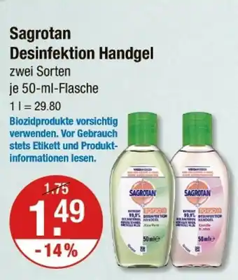 V Markt Sagrotan desinfektion handgel Angebot