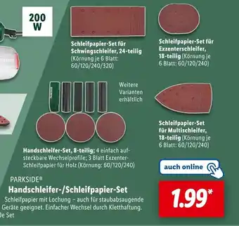 Lidl Parkside handschleifer-/schleifpapier-set Angebot