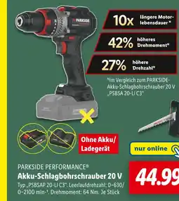 Lidl Parkside performance akku-schlagbohrschrauber 20 v Angebot