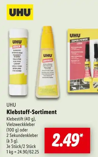 Lidl Uhu klebestift, vielzweckkleber oder sekundenkleber Angebot