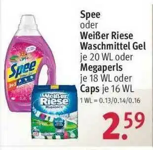 Rossmann Spee Oder Weißer Riese Waschmittel Gel Oder Megaperls Oder Caps Angebot