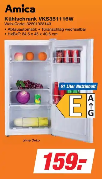 Expert Amica Kühlschrank VKS351116W Angebot