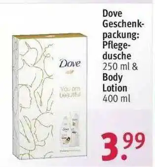 Rossmann Dove Geschenkpackung: Pflegedusche & Body Lotion Angebot