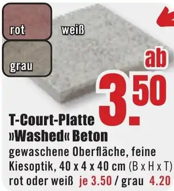 B1 Discount Baumarkt T-Court-Platte Washed Beton Angebot