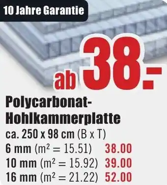 B1 Discount Baumarkt Polycarbonat Hohlkammerplatte Angebot