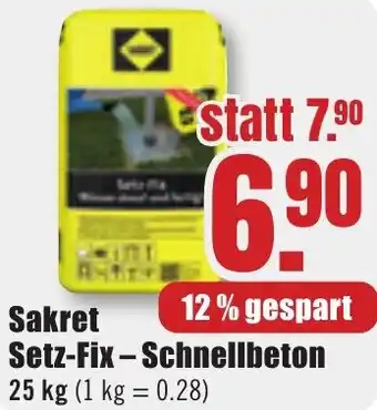 B1 Discount Baumarkt Sakret Setz-Fix-Schnellbeton Angebot