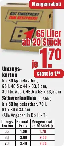 B1 Discount Baumarkt Umzugskarton Angebot