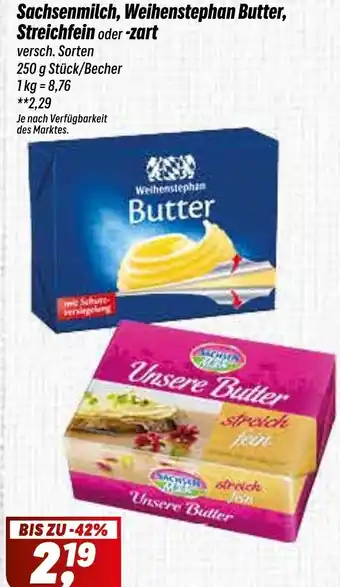 Simmel Sachsenmilch, Weihenstephan Butter, Streichfein oder -zart Angebot