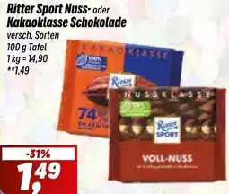 Simmel Ritter Sport Nuss- oder Kakaoklasse Schokolade Angebot