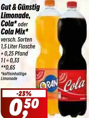 Simmel Gut & Günstig Limonade, Cola oder Cola Mix Angebot