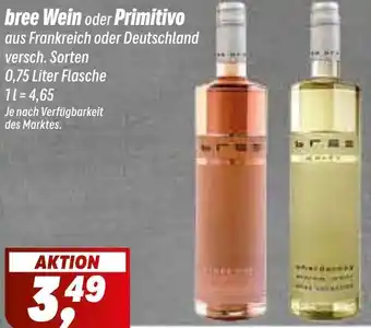 Simmel bree Wein oder Primitivo Angebot