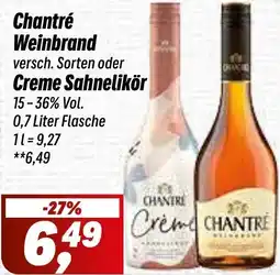 Simmel Chantré Weinbrand oder Creme Sahnelikör Angebot