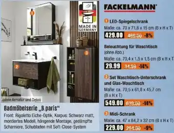 V Baumarkt FACKELMANN Badmöbelserie ,,B.paris" Angebot