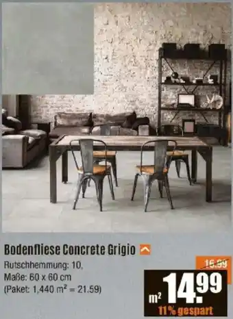 V Baumarkt Bodenfliese Concrete Grigio Angebot