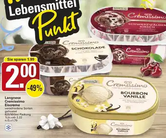 WEZ Langnese Cremissimo Eiscreme Angebot