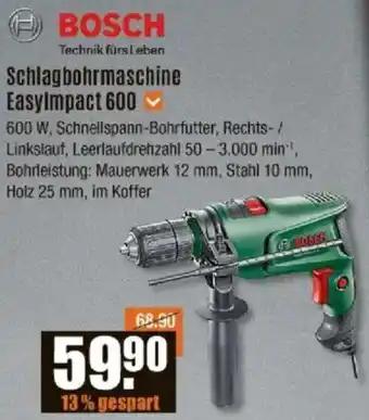 V Baumarkt BOSCH Schlagbohrmaschine EasyImpact 600 Angebot