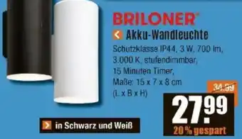 V Baumarkt BRILONER Akku-Wandleuchte Angebot