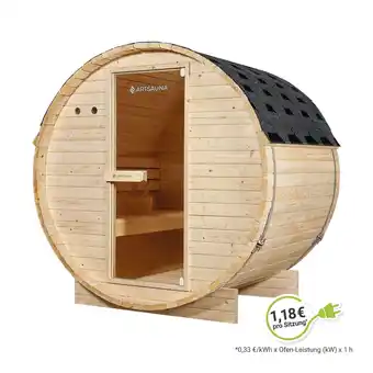 Netto Marken-Discount Artsauna Fasssauna Spitzbergen 120 - 2 Personen, 3,6 kW Ofen, Zubehör - Fichtenholz Sauna Angebot