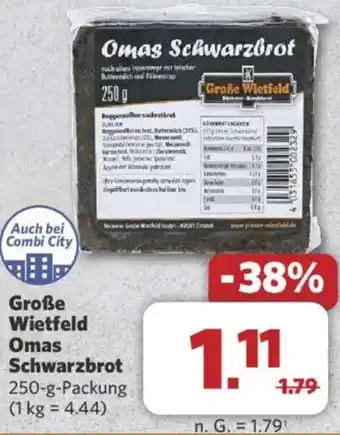 Combi Große Wietfeld Omas Schwarzbrot Angebot