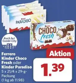 Combi Ferrero Kinder Choco Fresh oder Kinder Paradiso Angebot