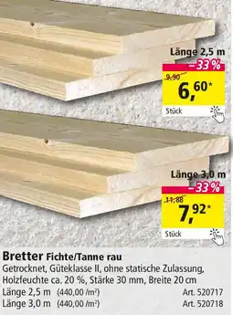 Holz Possling Bretter Fichte/Tanne rau Angebot