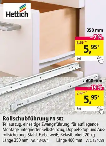 Holz Possling Hettich Rollschubführung FR 302 Angebot