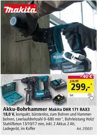 Holz Possling Makita Akku-Bohrhammer DHR 171 RAX3 18,0 V Angebot