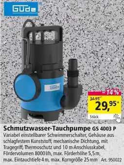 Holz Possling Güde Schmutzwasser-Tauchpumpe GS 4003 P Angebot