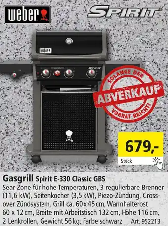 Holz Possling Weber Gasgrill Spirit E-330 Classic GBS Angebot