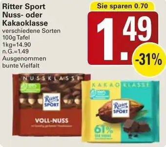 WEZ Ritter Sport Nuss- oder Kakaoklasse Angebot