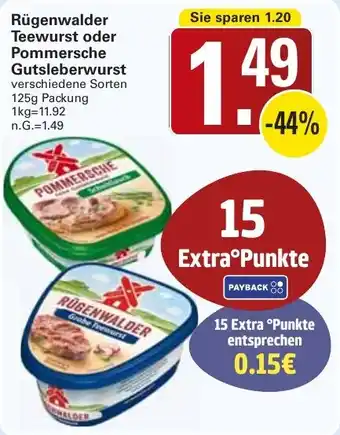 WEZ Rügenwalder Teewurst oder Pommersche Gutsleberwurst Angebot