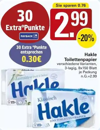 WEZ Hakle Toilettenpapier Angebot