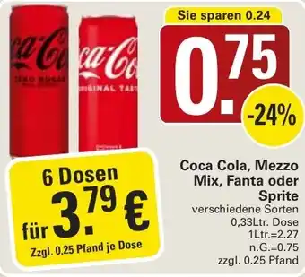 WEZ Coca Cola, Mezzo Mix, Fanta oder Sprite Angebot