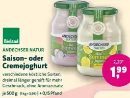 Biomarkt ANDECHSER NATUR Saison- oder Cremejoghurt Angebot