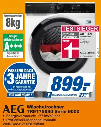 expert Techno Land AEG Wäschetrockner TR9T75680 Serie 9000 Angebot