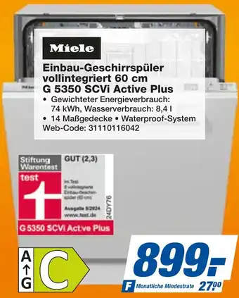 expert Techno Land Miele Einbau-Geschirrspüler vollintegriert 60 cm G 5350 SCVi Active Plus Angebot