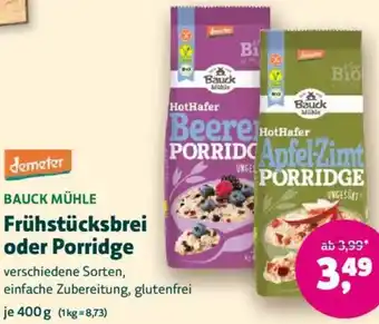 Biomarkt demeter BAUCK MÜHLE Frühstücksbrei oder Porridge Angebot