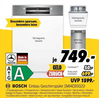 MEDIMAX Bosch einbau-geschirrspüler smi4ebs02d Angebot