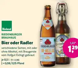 Biomarkt RIEDENBURGER BRAUHAUS Bier oder Radler Angebot